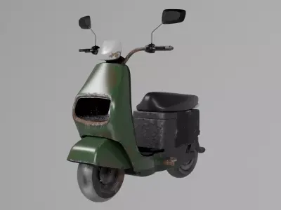 Retro Scooter 3D Model Clean and Damaged Versions 3D model