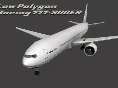 Boeing 777 White Low-poly 3D model