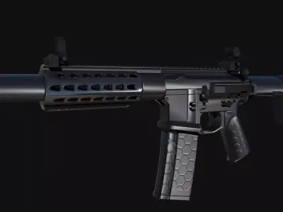 Honey-Badger silver rifle Low-poly 3D model