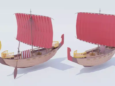 Egypt Boat Big Low Poly Low-poly 3D model