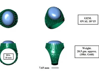 ANTIQUE MENS TURKISH RING 3D print model