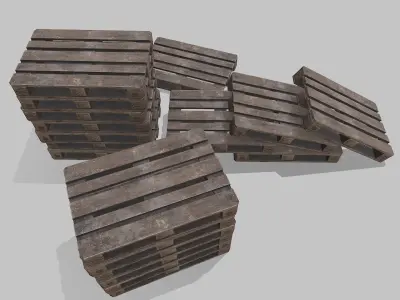 Pallets wooden option 4 Low-poly 3D model