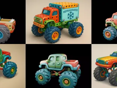 Monster Truck bundle 12 pack 100 glb 3D model