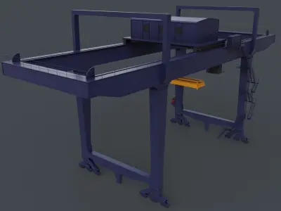 PBR Rail Mounted Gantry Crane RMG V1 - Blue Dark Low-poly 3D model