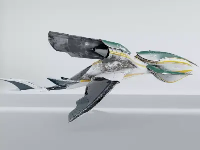 Organic looking spaceship Low-poly 3D model