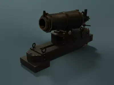 Carronade Cannon 32lbs Low-poly 3D model