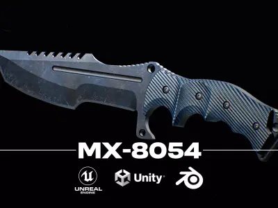 Low Poly PBR Tactical Knife -  Huntsman knife - FPS Weapon Low-poly 3D model