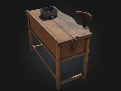 Workbench and Stool  Classic Craftsmanship Corner for Creative 3D model