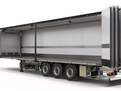 Semi-Trailer With Folding Doos 3D model