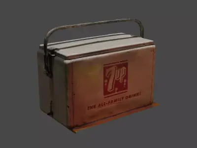 Old Antique 7UP cooler  Low-poly 3D model