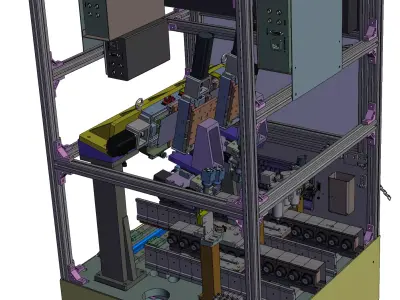 Automated hard disk swing arm OCR machine 3D model