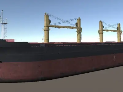 Bulk carrier ship 3d low-poly model Low-poly 3D model