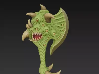 Mutant Beast Axe - Organic Fantasy Weapon 3D model