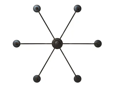 Six Light Chandelier in Matte Black 3D model