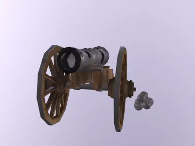 Cannon Low-poly 3D model 17