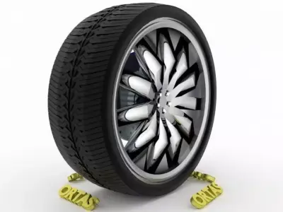 ORTAS CAR WHEEL RIM 85 GAME READY WHEEL RIM TIRE 3D model