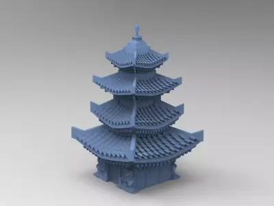 Stylized Chinese tower 3D model