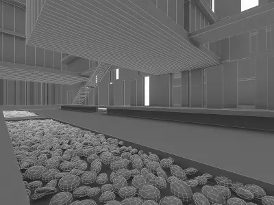 Public Hall Interior 02  Low-poly 3D model