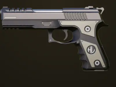 Pistol 02 Generic All PBR Unity UE Textures Included Low-poly 3D model