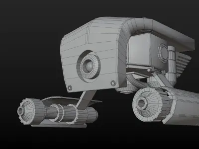 Low-poly drone model robot with light Low-poly 3D model
