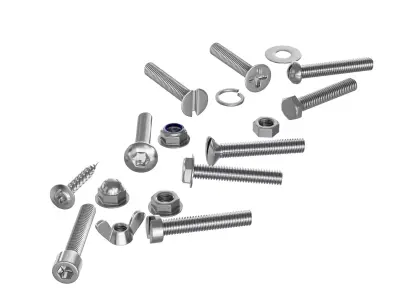 screws nuts bolts Low-poly 3D model