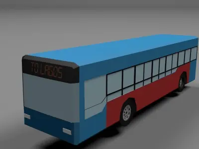 long Bus service 2 Low-poly 3D model