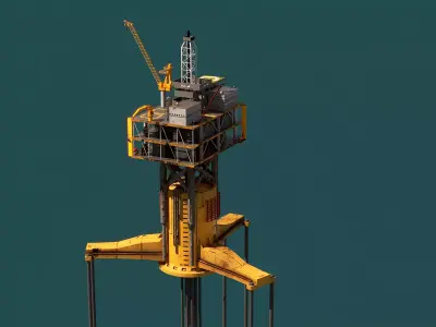 Old TPL Tension Leg Oil Platform Low-poly 3D model