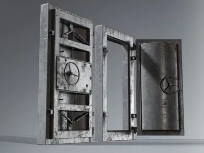 Bunker door Pbr lowpoly bunker gate  06 with  2 skins Low-poly 3D model