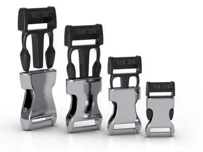Set of 4 Buckles for Lanyards or similar Low-poly 3D model Low-poly 3D model