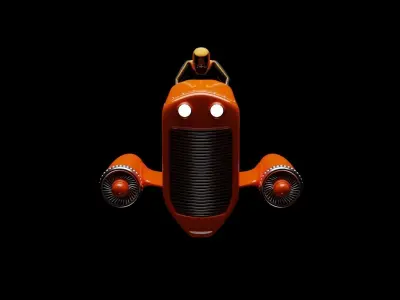 Cartoon SciFi Land Vehicle - With Rigged Spaceman Character 3D model