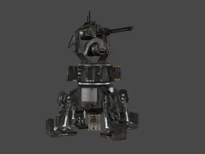 Sci Fi Turret Machine Gun Low-poly 3D model
