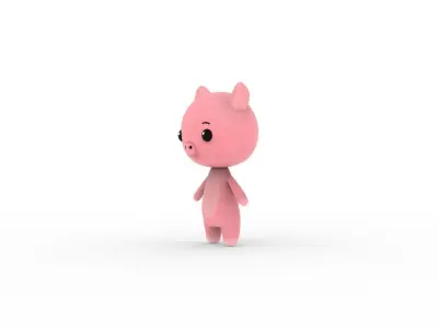 Cartoon Pig v002 character 3D model