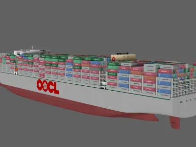 OOCL Spain container ship lowpoly 3D model