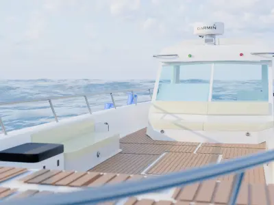 Realistic 3D Boat Model - Modern Cabin Cruiser 3D model