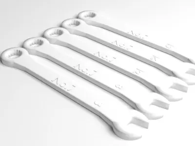 Spanner set of wrenches 3D model