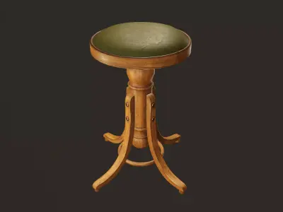 Vintage Stool - PBR Game Ready Low-poly 3D model