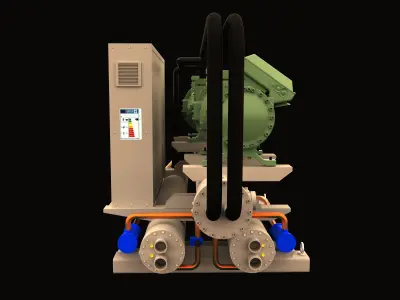 water cooled screw chiller 3D model