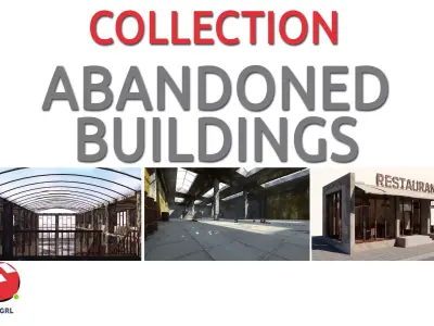 ABANDONED BUILDING COLLECTION-3 PIECE 3D Model Pack purchase
