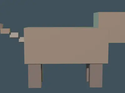 3Dpig box with eyes and ears Low-poly 3D model
