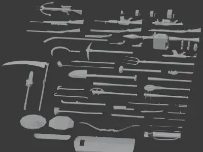 low poly gun - survival pack Low-poly 3D model