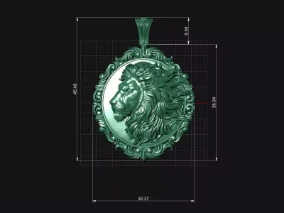 Lion Head Pendant 3D print model buy