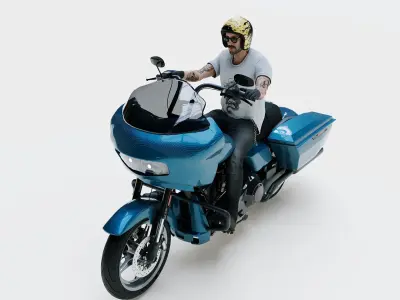 Highly Detailed Character -Touring Motorcycle 3D model