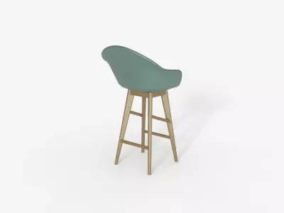 Green wood  and  Epoxy Bar Chair 3D model