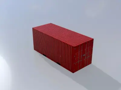 Overseas container traffic red 20ft Low-poly 3D model