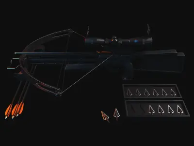 Crossbow bow and arrow 3D model purchase
