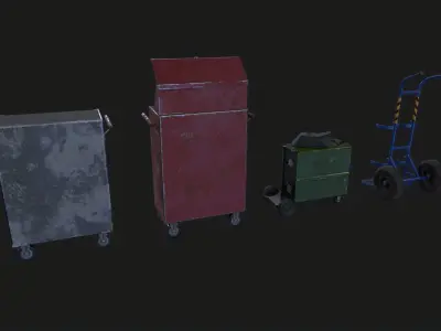 Auto repair shop equipment Cart Toolbox Cabinet Low-poly 3D model