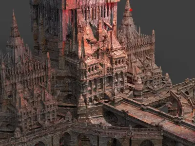 Stone necropolis Castle Kitbash 3D model