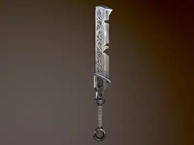 Steel Engraved Sword 03 Low-poly 3D model