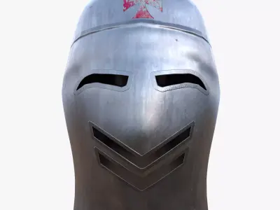 Medieval Templar Knight Helmet Low Poly PBR 3D Model Low-poly 3D model