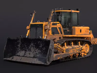 Generic Modern Bulldozer PBR Wear 3D model